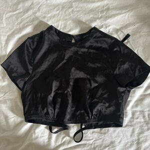 Black Satin Crop Top